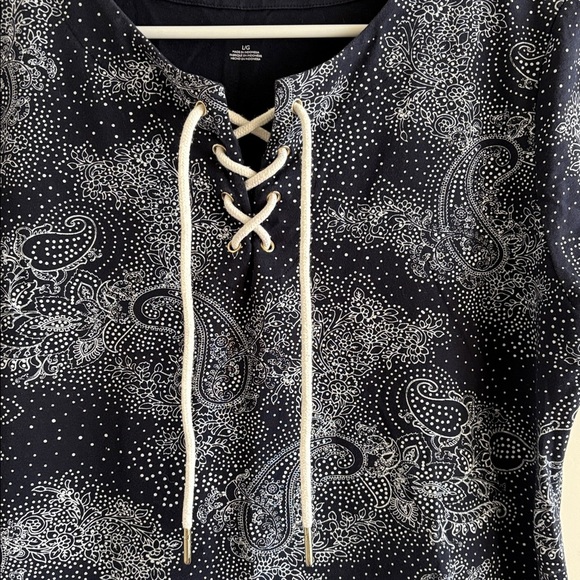 Tommy Hilfger Navy Paisley Lace-Up Dress L - Picture 3 of 5